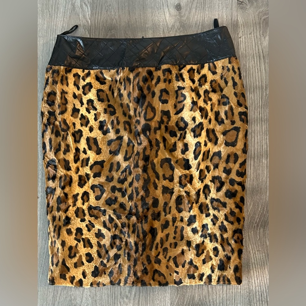 NWOT Luisa Spagnoli Leopard Print Pencil Skirt in Brown and Black sz 46 or US L